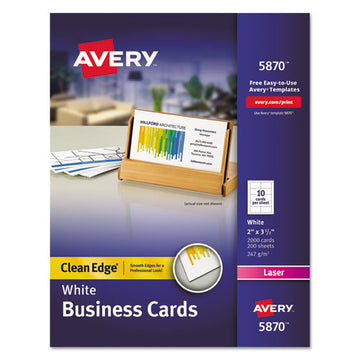 Avery® Clean Edge Business Card Value Pack, Laser, 2 X 3.5, White, 2,000 Cards, 10 Cards-sheet, 200 Sheets-box freeshipping - TVN Wholesale